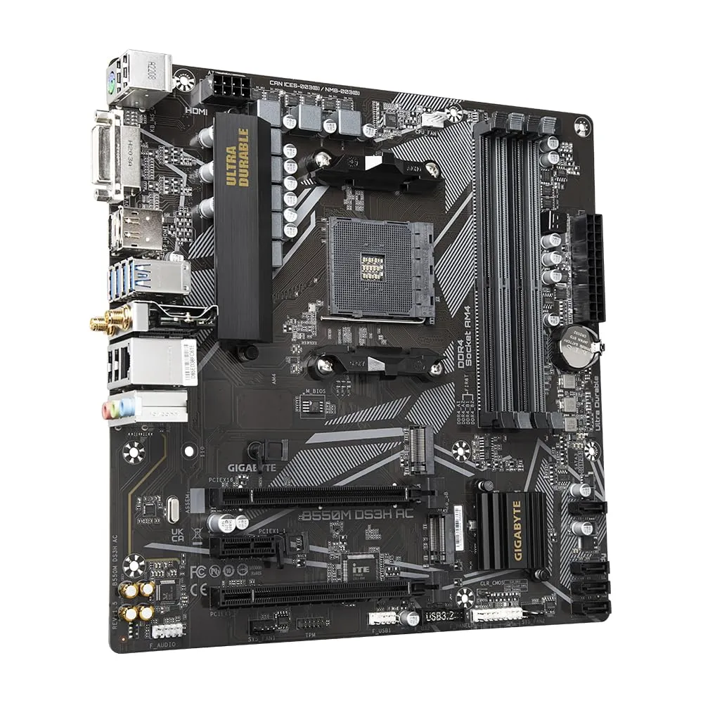 Gigabyte B550M DS3H AC DDR4 Motherboard For AMD view 2